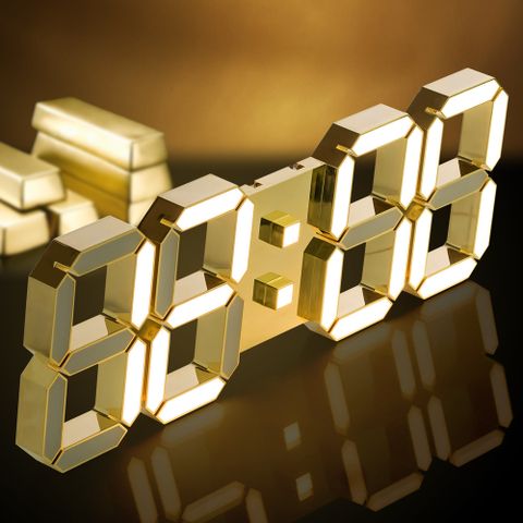 루나리스 3D LED 24K 금도금 샴페인골드 벽시계 38cm