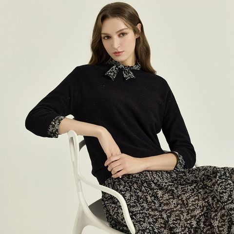 [론칭가 129000원] 리오벨 호주산 울 블렌딩 글리터 홀가먼트 7부 니트