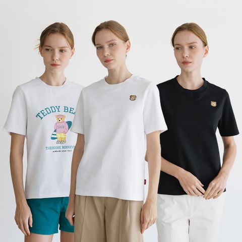 [1+1+1] 테디크루 여성 반팔 라운드 티셔츠 3종 (TT06W-3)