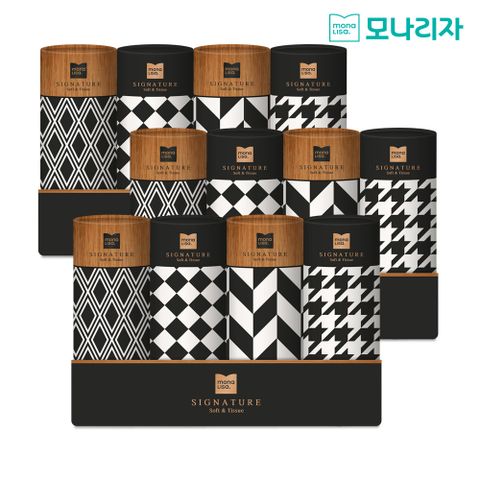 모나리자 시그니처 원통형 티슈 80매 4입 3팩 총(12팩) 차량용 디자인 화장지