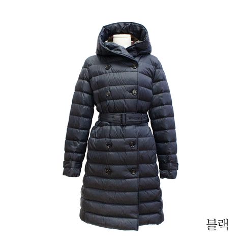 버버리 후드 롱 벨티드 다운 패딩
