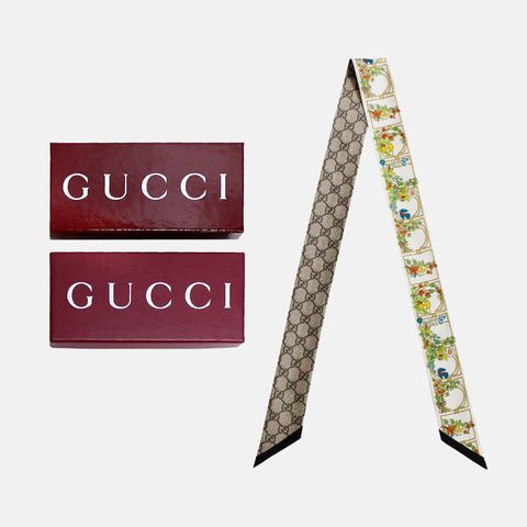 (구찌) 플로럴 프린트 실크 넥스카프(777352)