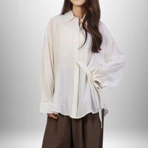 [르베리나] 버튼 스트랩 셔츠 블라우스