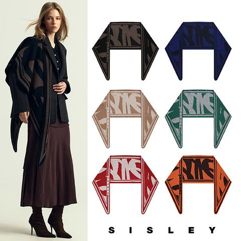 [본사 정품] [면세가 378000원] 25FW 시슬리 시그니처 울캐시미어 니트 머플러 + 가죽 벨트 세트