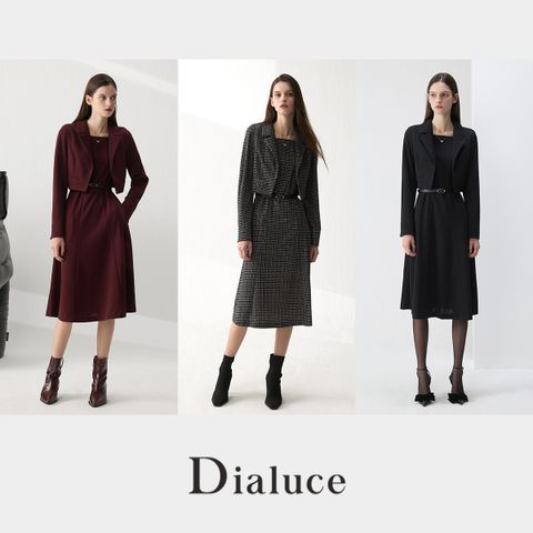 [2만원 최초 인하 론칭가 79900원] 디아루체 25FW 자켓 레이어드 원피스 (벨트 + 목걸이 구성)