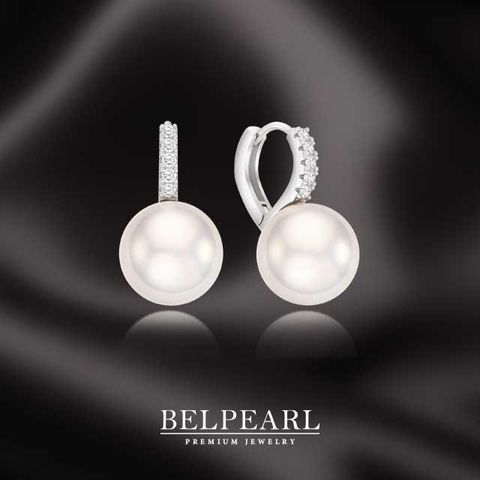 벨펄 약 11.5 ∼ 10mm 리얼 담수진주 모이사나이트 원터치 귀걸이