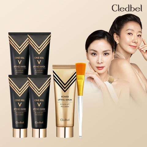 끌레드벨 원킬브이리프팅 마스크팩4+ 대용량세럼1+ 브러쉬1
