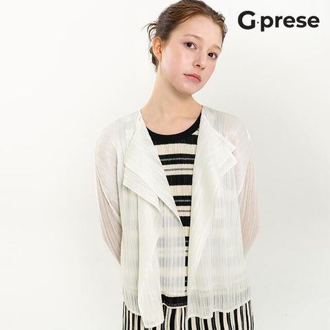 [G.prese] 지프레세 플리츠 메쉬 이중 가디건