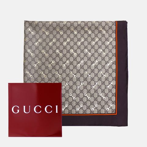 (구찌) 홀스빗 프린트 실크 스퀘어 스카프(662576)