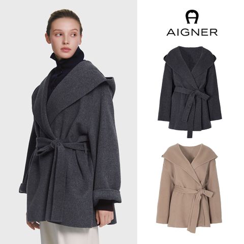 아이그너 26FW 울캐시미어 후드 코트