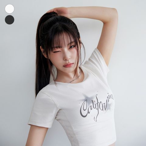 [게스] [NMIXX] 절개디테일 골지 반팔티 YP2K2436