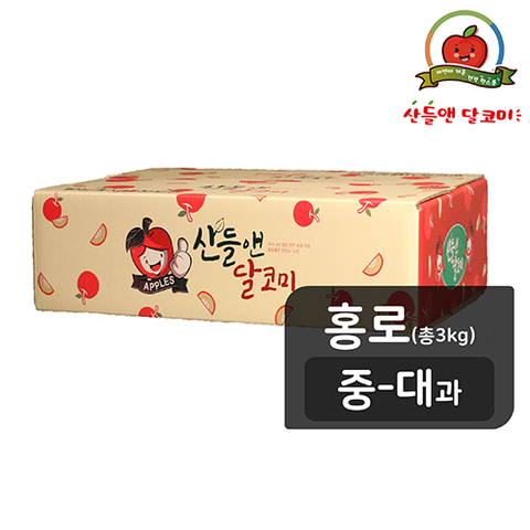 [홍로][중대과] 산들앤 달코미 세척사과 1 box, 3kg