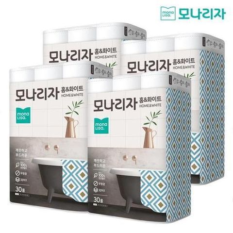 모나리자 홈앤화이트 화장지 4팩 120롤