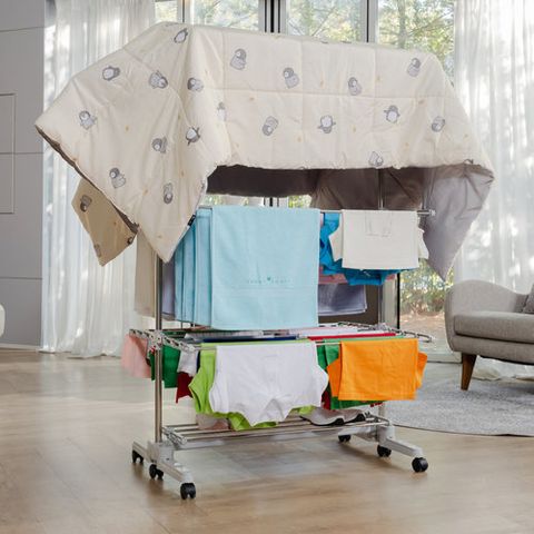 [론칭기념 스텐 고리 집게] 두리펀 8단 이불 건조 겸용 빨래건조대