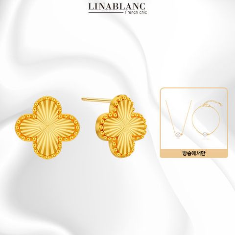 [리나블랑] 24K 클로버 귀걸이 (전고객 14K 금볼 진주 목걸이 + 팔찌)