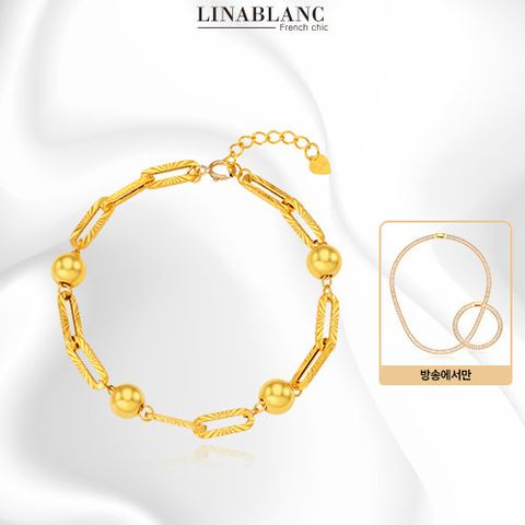 [리나블랑] 24K 골드볼 임페리얼 팔찌 (전고객 바게트 테니스 목걸이 + 바게트 테니스 팔찌)