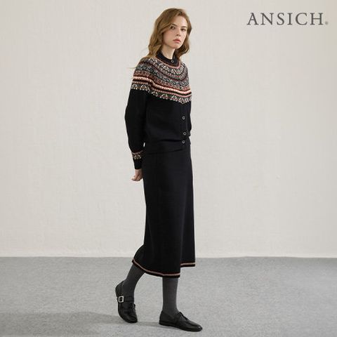 [안지크]25FW 노르딕 자카드 니트 스커트 1종