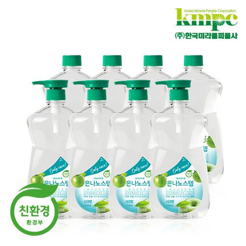 은나노스텝시즌3 주방세제 사과향 VIP리필세트 (1,100ml 8개+펌프4)
