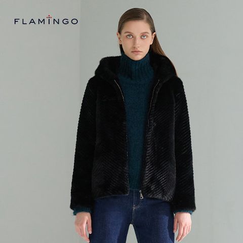 [후라밍고] 25FW VEGAN FAUX 밍크 후드 하프코트 1종