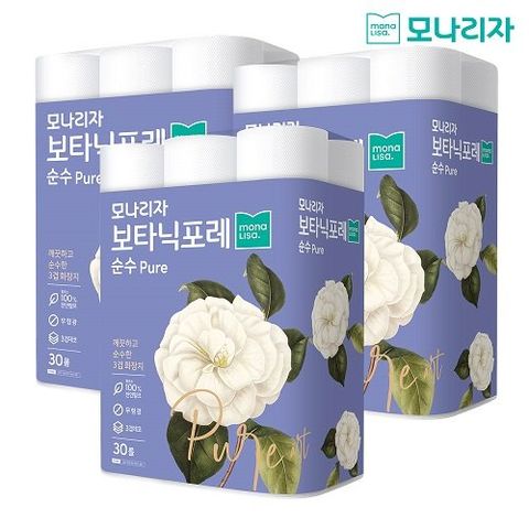 모나리자 보타닉포레 순수3겹 천연펄프화장지 총90롤(27M 30롤 3개)