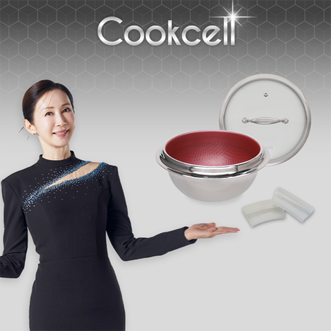 블랙큐브 쿡셀 홀로그램 큐브 레드가마솥 22cm+유리뚜껑22cm, 실리콘손잡이2P