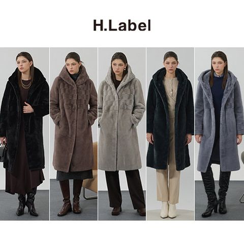 [런칭가 138,000원][H.Label] 25WINTER VEGAN FAUX 밍크 후드 롱 코트 1종