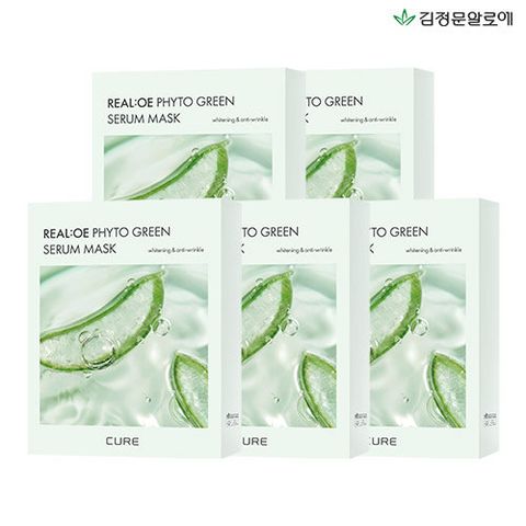 [김정문알로에] 라센스 로에 큐어 리알로에 피토 그린 세럼 마스크팩 5박스(50매)