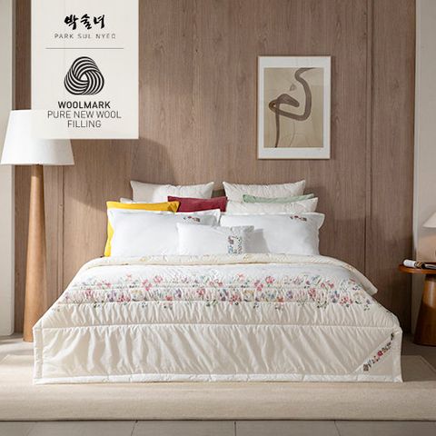[SK 이불겸패드1장]박술녀 한울  호주산  양모 100%  프린트 워싱 누빔이불