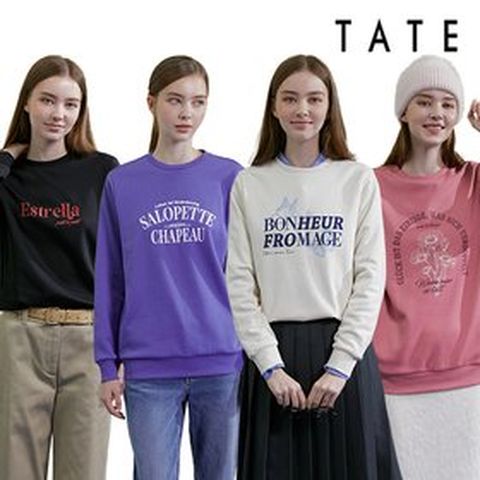 [TV쇼핑][TATE] 테이트 24FW 여성 NEW+ 리얼 웜 레터링 융기모 스웨트 셔츠 4종