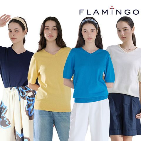 [최/저/가][후라밍고] 25SS 오가닉 코튼 100% 썸머 브이넥 니트 4종