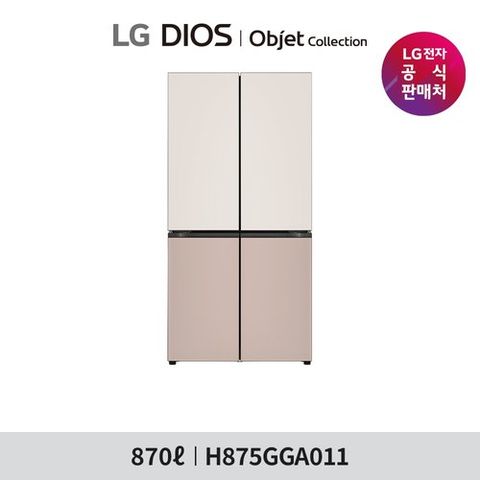 [870L]1등급 LG 디오스 오브제 냉장고 토프/아몬드(H875GGA011)