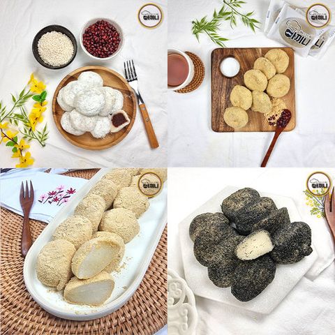 (개별포장) [아끼니]  떡공방 찹쌀떡(전통+콩쑥개떡) 2종 각 2봉 총 4봉 세트