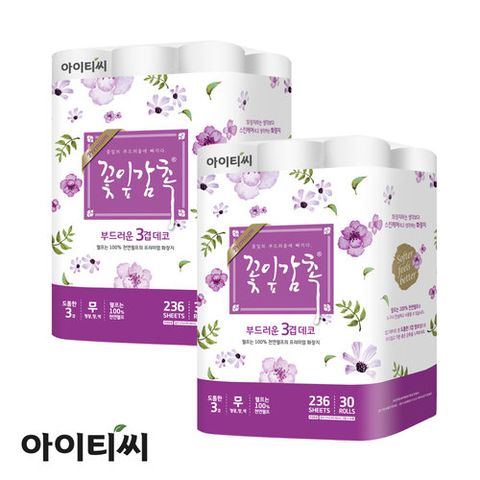 아이티씨 꽃잎감촉 3겹화장지 27mX30롤X2팩
