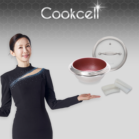 블랙큐브 쿡셀 홀로그램 큐브 레드가마솥 16cm+유리뚜껑16cm, 실리콘손잡이2P