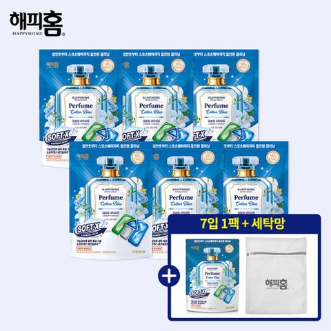 해피홈 파워캡슐 올인원 소프트엑스 코튼블루 30캡슐 6팩 + 코튼블루 7캡슐 1팩 + 해피홈 세탁망1