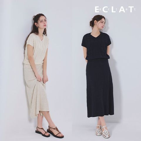 [에끌라뜨]26SS 라탄  린넨 블렌디드 니트 스커트 1종