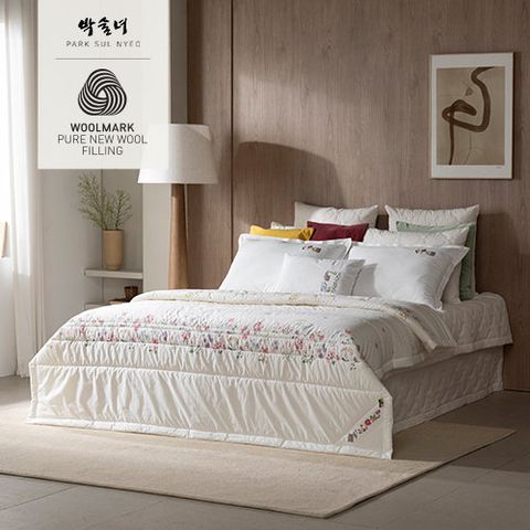 [Q 이불겸패드1장]박술녀 한울  호주산  양모 100%  프린트 워싱 누빔이불