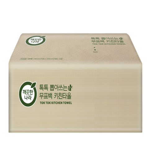 [깨끗한나라]톡톡 뽑아쓰는 무표백 키친타올 100매 6입(소프트팩)