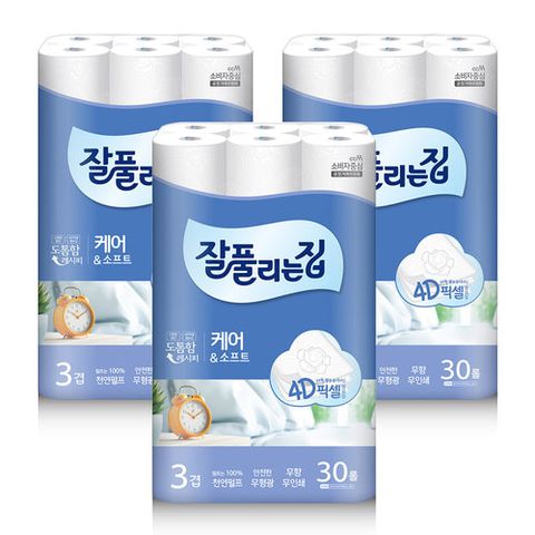 잘풀리는집 케어앤소프트 27M 30롤 3팩