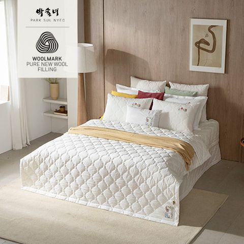 [SK 피그먼트워싱 1세트]박술녀  호주산 삶은양모 100%이불 겸 패드1장 +베개커버1장