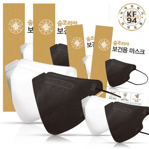 [대형100매] 숨코리아 KF94 새부리형 마스크(화이트/블랙/혼합)