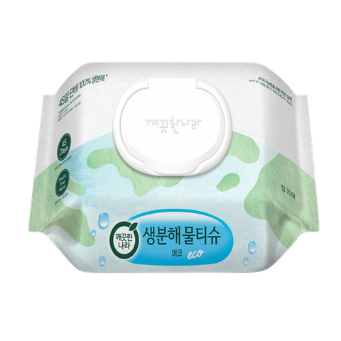 [깨끗한나라]생분해 물티슈 에코 캡 70매 10입