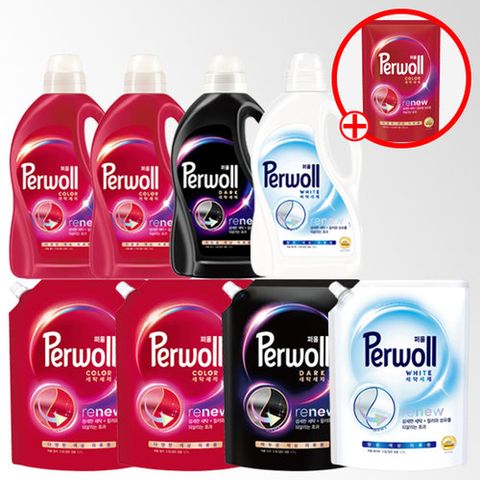 퍼울 세탁세제 1.9L 4통 +1.7L 4팩(컬러/다크/화이트) +퍼울300ml 1개