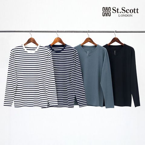 [St.Scott] 세인트 25FW 오가닉 코튼 블렌디드 스트라이프 티셔츠4종(남)