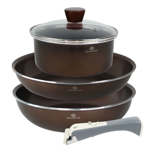 MOORE 헤스티아 IH 매직핸들 후라이팬 세트 5p, 단일색상, 프라이팬 28cm ...