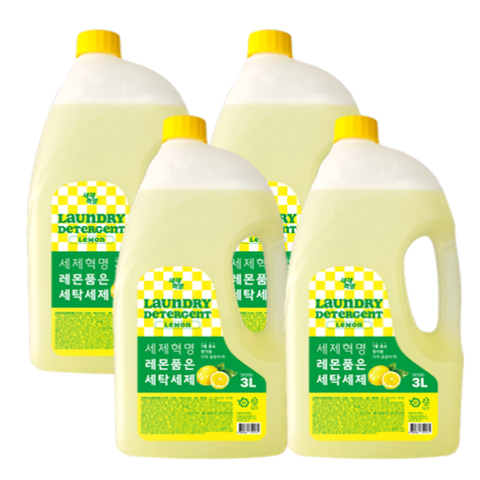 세제혁명 올바른 세제의 기준 레몬 세탁세제 3L x 4통, 3L, 4개