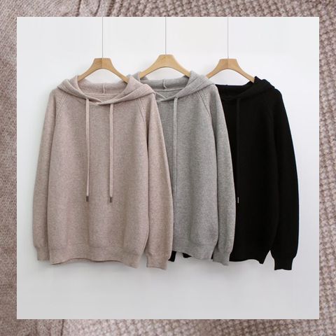 봄 가을 겨울 후드니트티 FW 데일리룩, 와플후드(베이지)