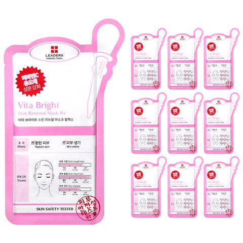 리더스 인솔루션 비타 브라이트 스킨 리뉴얼 시트 마스크 알엑스 25ml, 1개입, 10개
