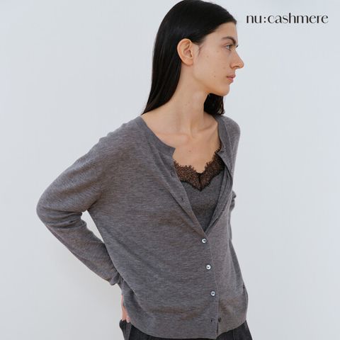 [누캐시미어] 멜팅 울 100% 가디건, 버터그린/L