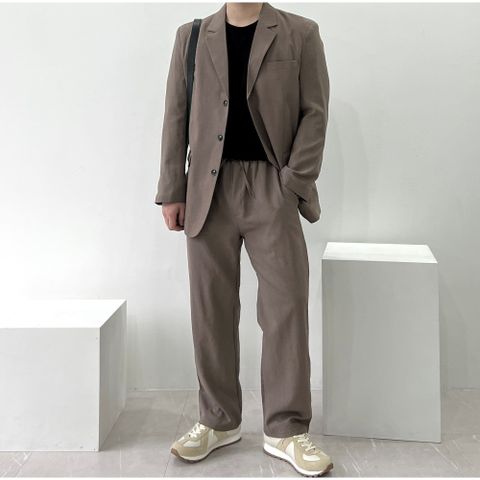 남자 여름 린넨 수트 캐주얼 정장세트 셋업 2Color, 자켓 XL(110), 하의 XL(34-3..., 브라운